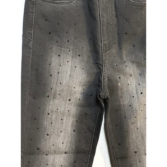 ✨ NOBO Juniors High Rise Skinny Jeans | Black Rhinestone Studded Sz 7 - Picture 2 of 7